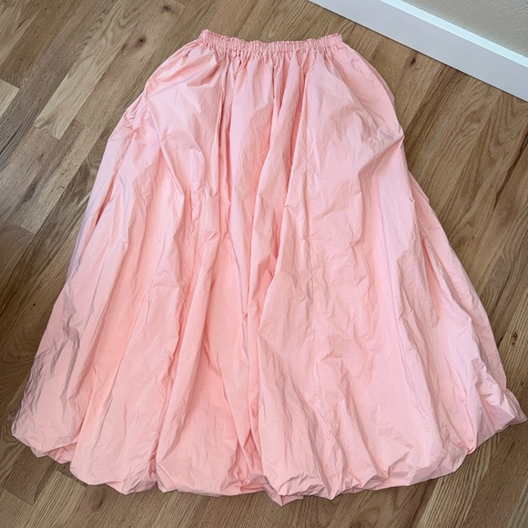 Anthropologie Bubble Hem Poofy Maxi Skirt Elastic Waist Peach Coral Pink XL - Picture 4 of 14